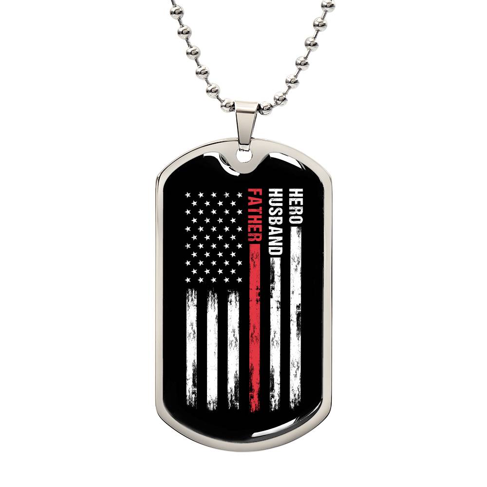 Hero Husband Father American Flag Dog Tag, Gift For Dad, Father's Day Gift