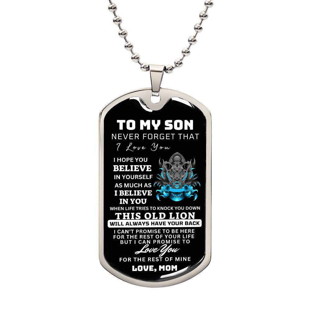 To My Son This Old Lion Dog Tag Gift From Mom