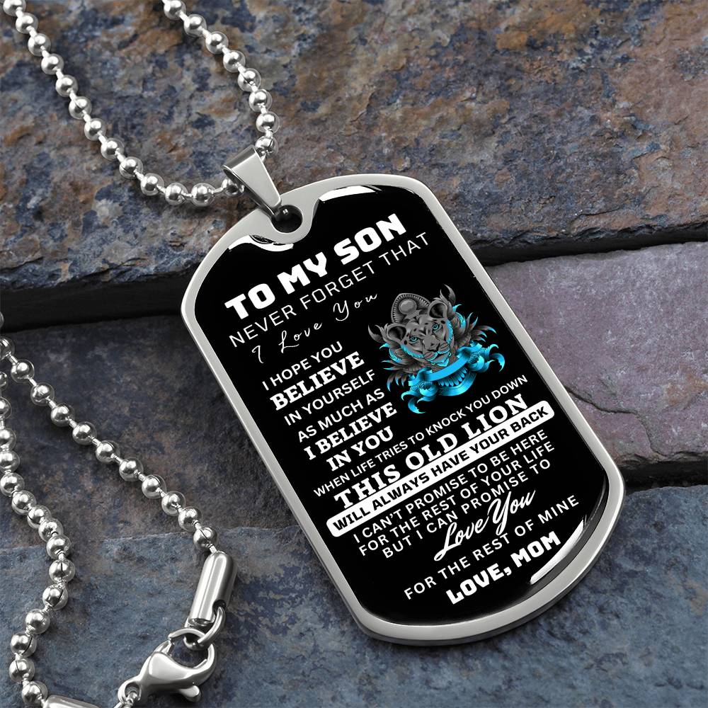 To My Son This Old Lion Dog Tag Gift From Mom