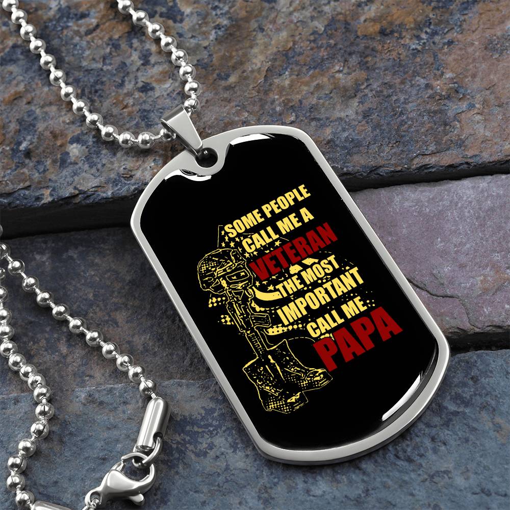 Veteran Papa Dog Tag Gift For Dad Fathers Day Gift Dog Tag