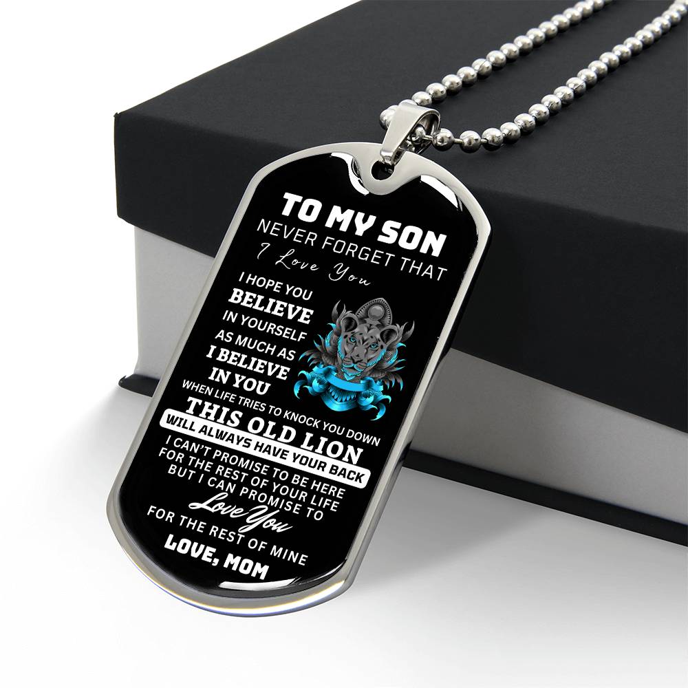 To My Son This Old Lion Dog Tag Gift From Mom