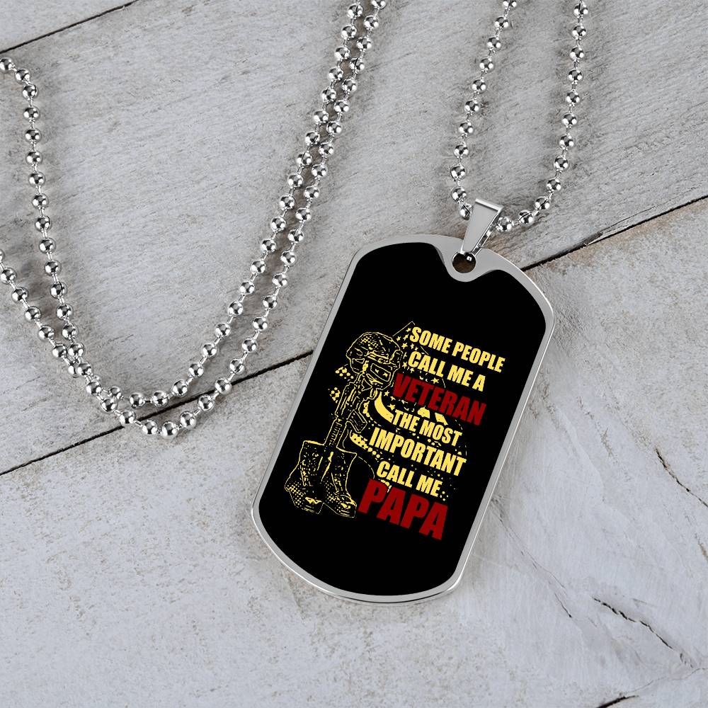 Veteran Papa Dog Tag Gift For Dad Fathers Day Gift Dog Tag