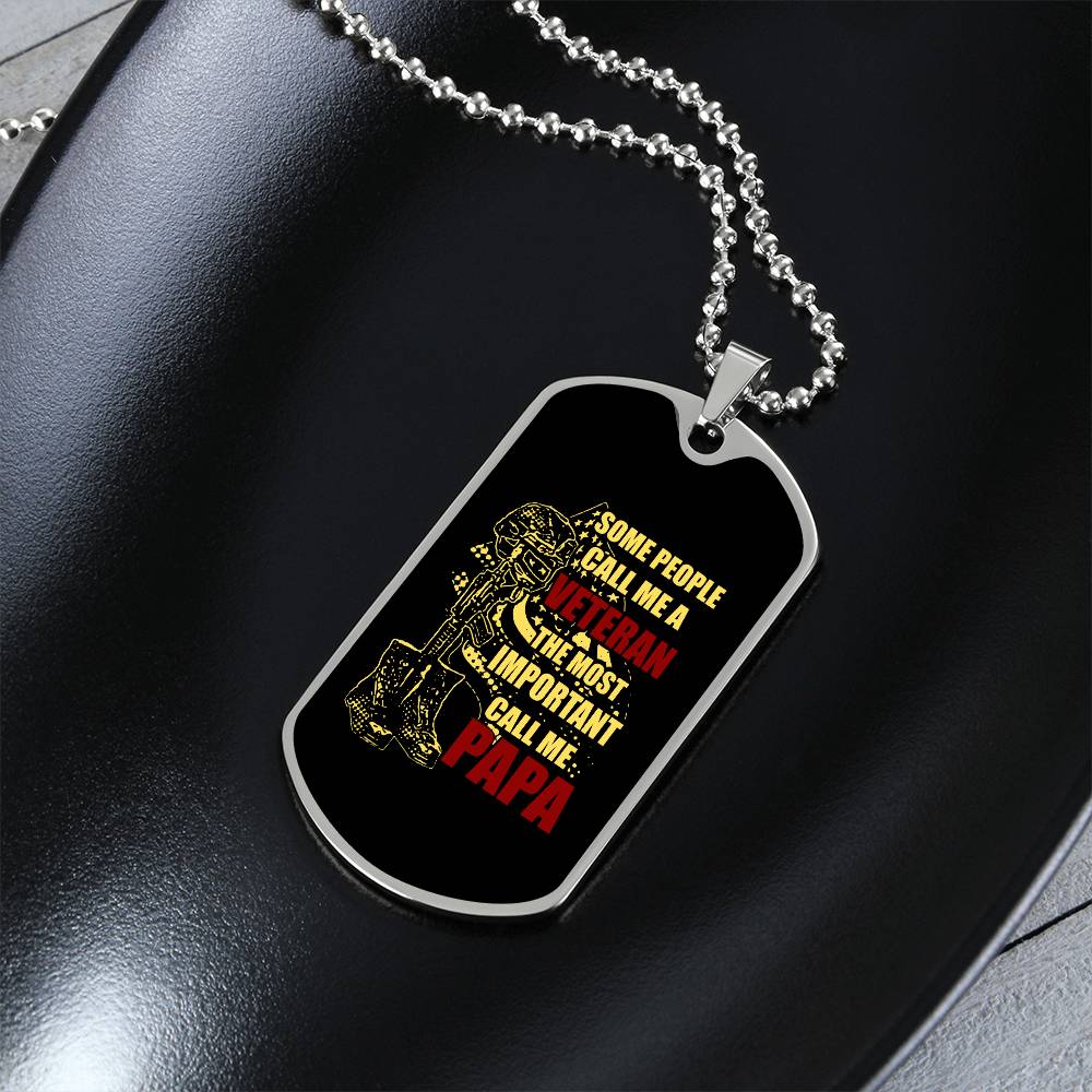 Veteran Papa Dog Tag Gift For Dad Fathers Day Gift Dog Tag