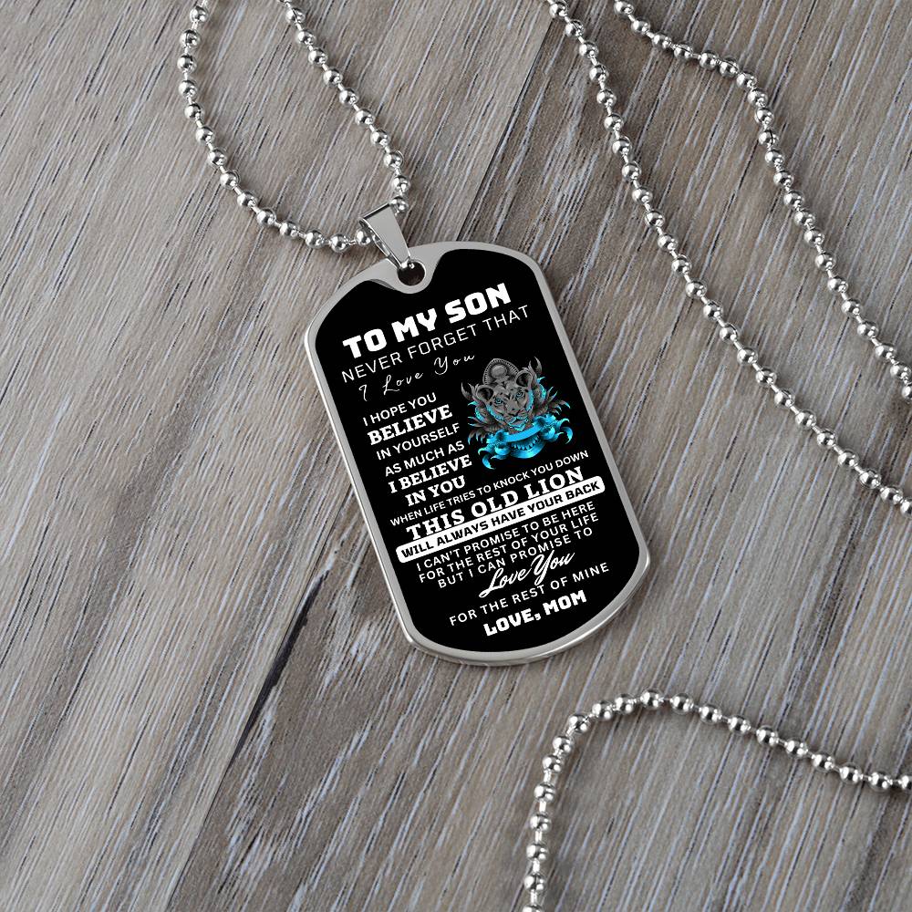 To My Son This Old Lion Dog Tag Gift From Mom