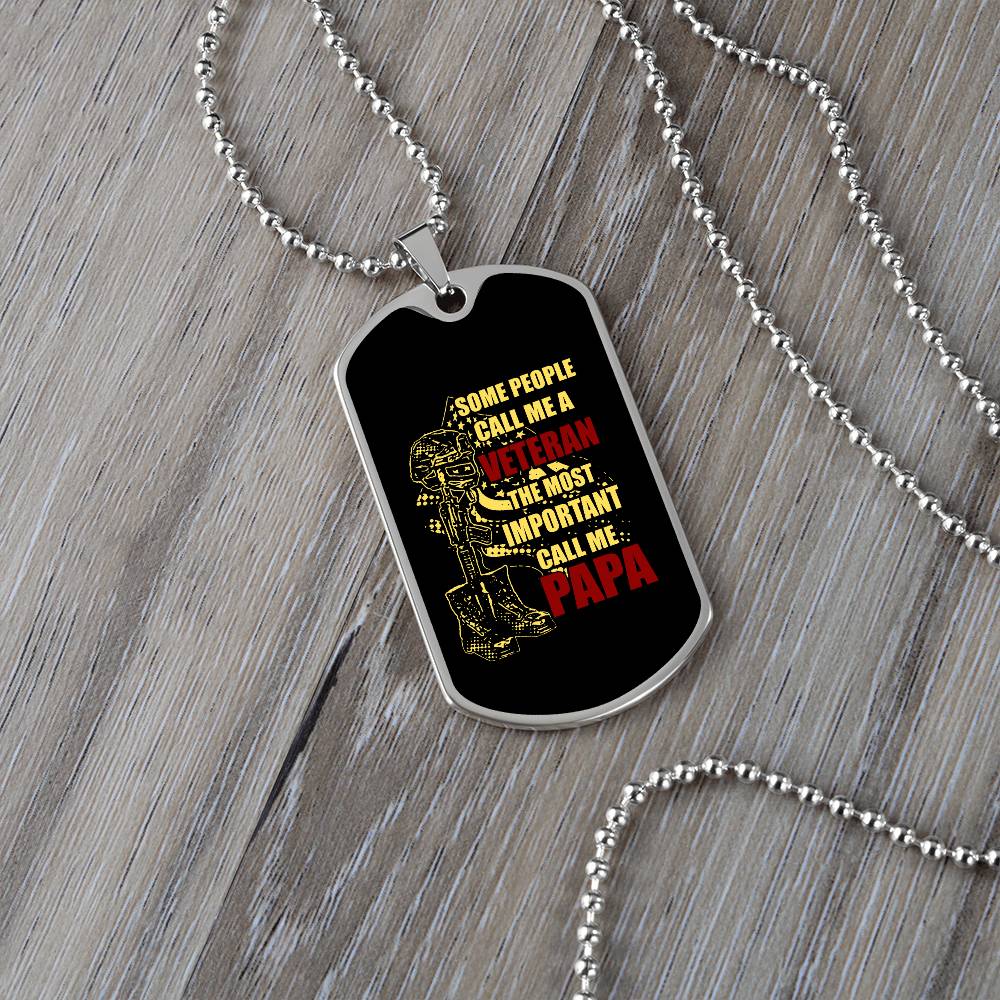 Veteran Papa Dog Tag Gift For Dad Fathers Day Gift Dog Tag