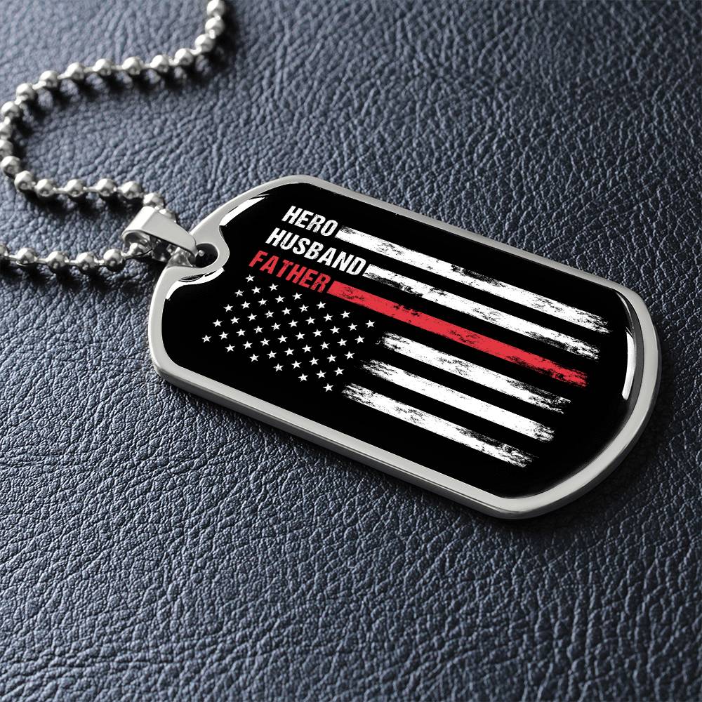 Hero Husband Father American Flag Dog Tag, Gift For Dad, Father's Day Gift