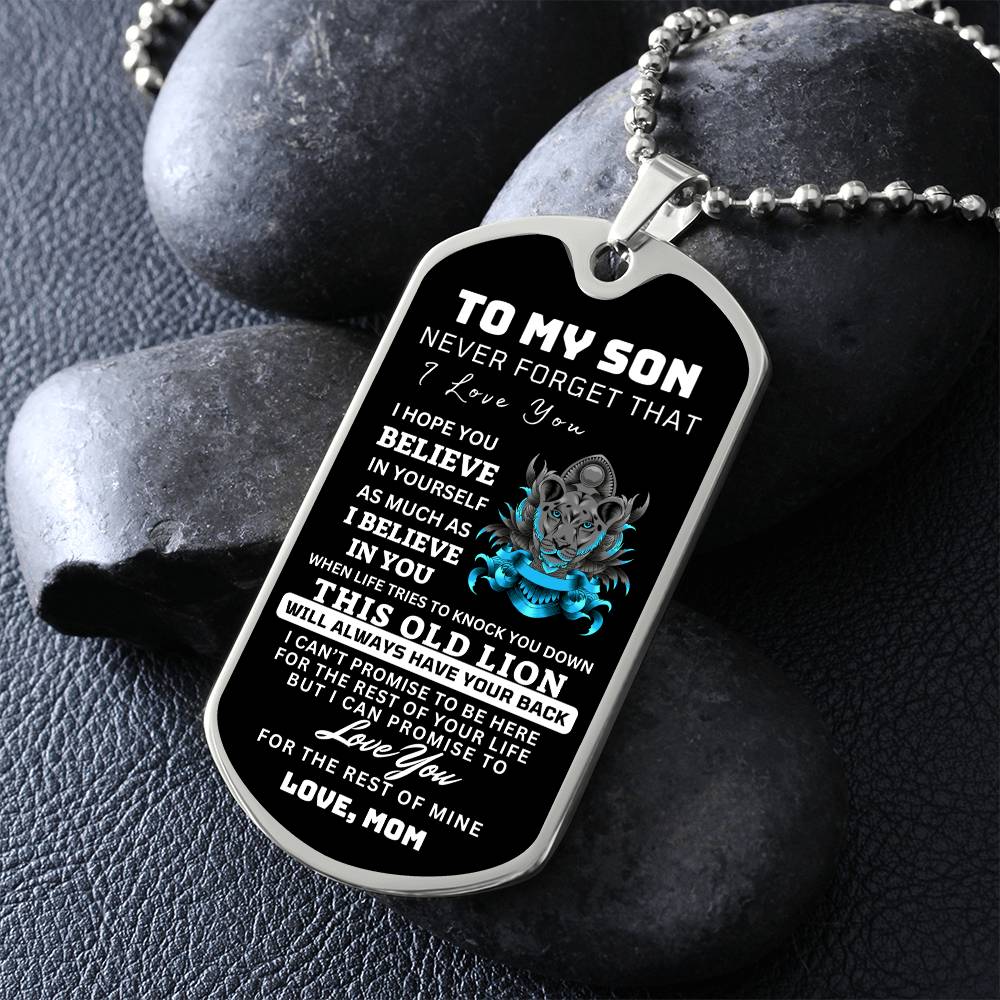 To My Son This Old Lion Dog Tag Gift From Mom