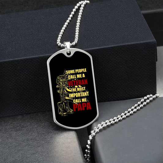 Veteran Papa Dog Tag Gift For Dad Fathers Day Gift Dog Tag