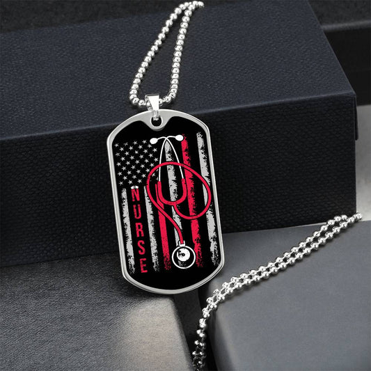 American Nurse American Flag Dog Tag