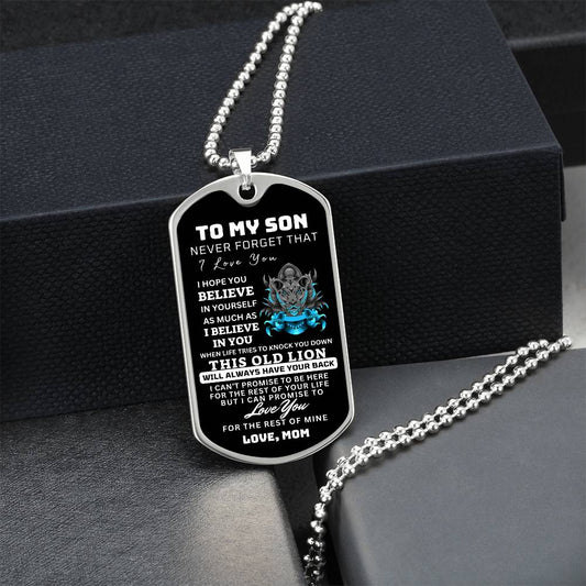 To My Son This Old Lion Dog Tag Gift From Mom