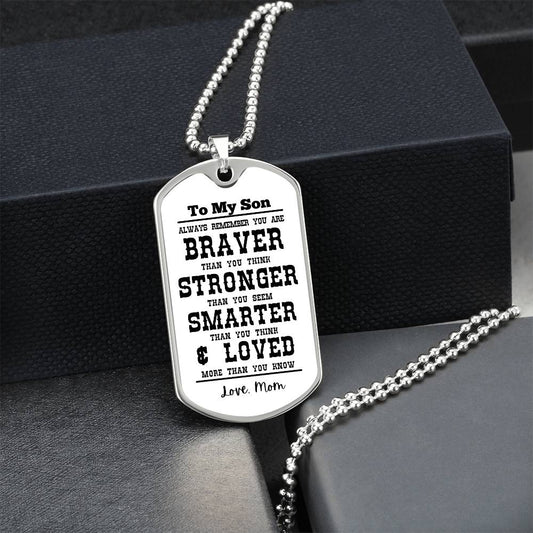 To My Son Always Remember Personalized White Background Dog Tag