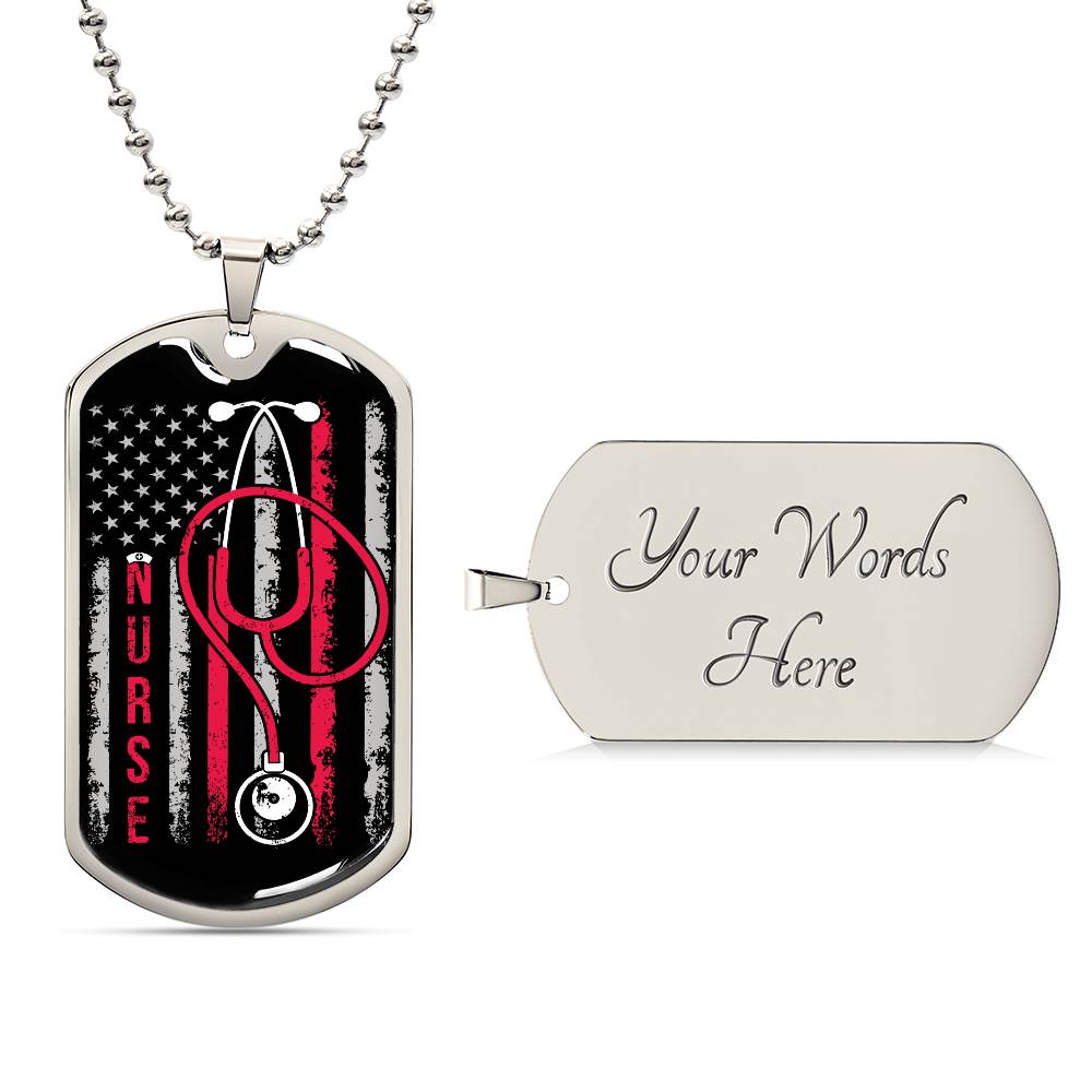 American Nurse American Flag Dog Tag