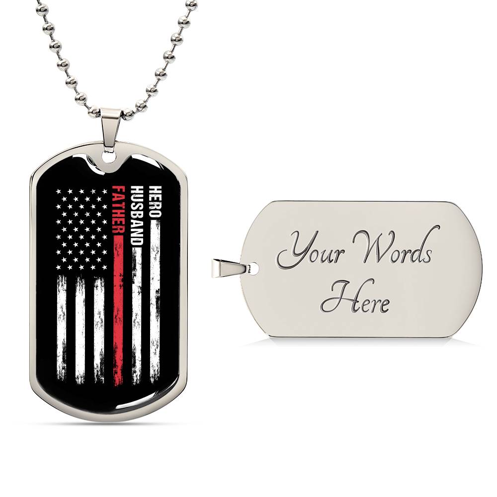 Hero Husband Father American Flag Dog Tag, Gift For Dad, Father's Day Gift