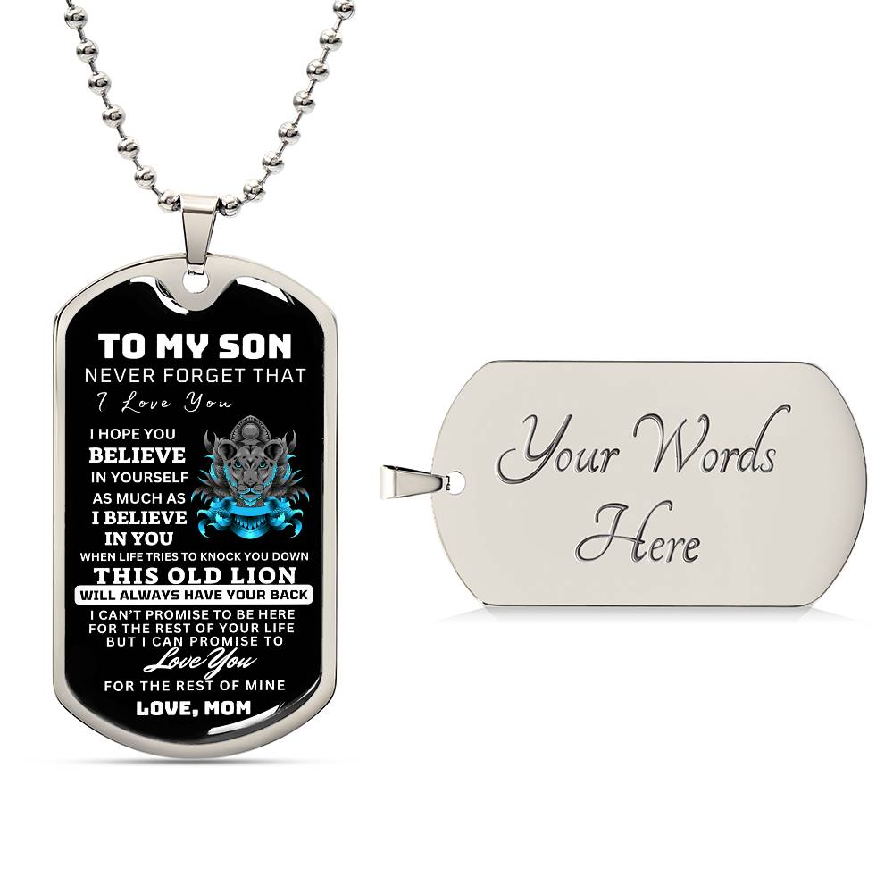 To My Son This Old Lion Dog Tag Gift From Mom