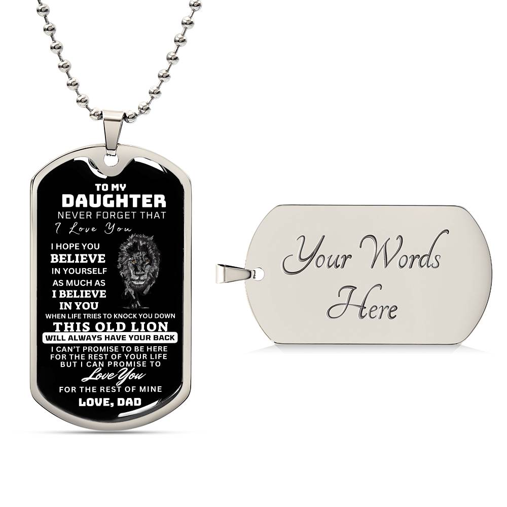 To My Daughter This Old Lion Dog Tag Gift From Dad