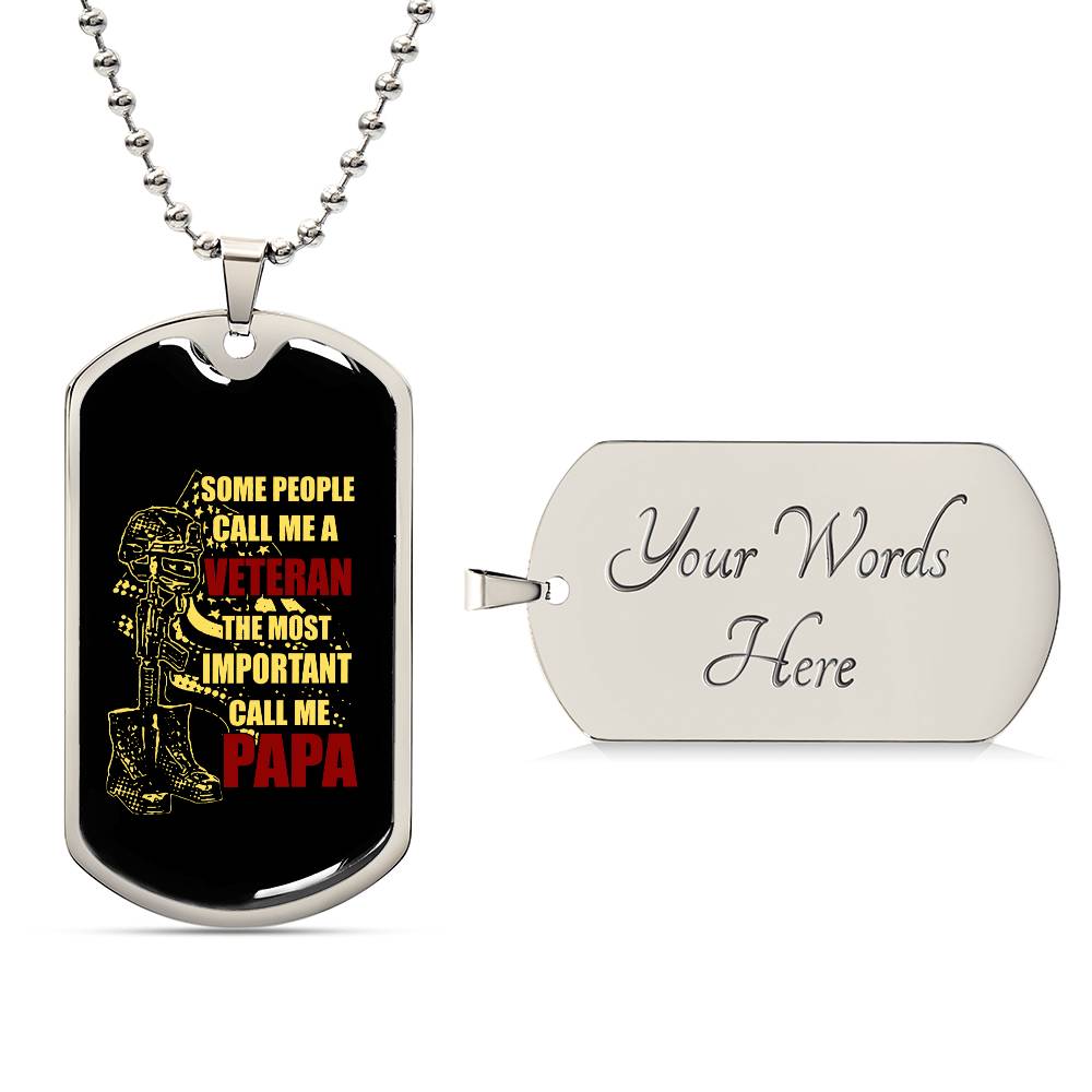 Veteran Papa Dog Tag Gift For Dad Fathers Day Gift Dog Tag