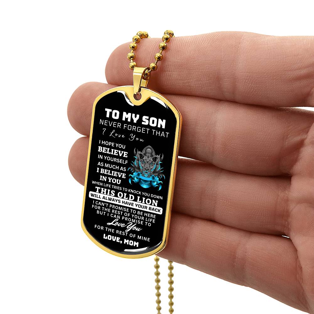 To My Son This Old Lion Dog Tag Gift From Mom