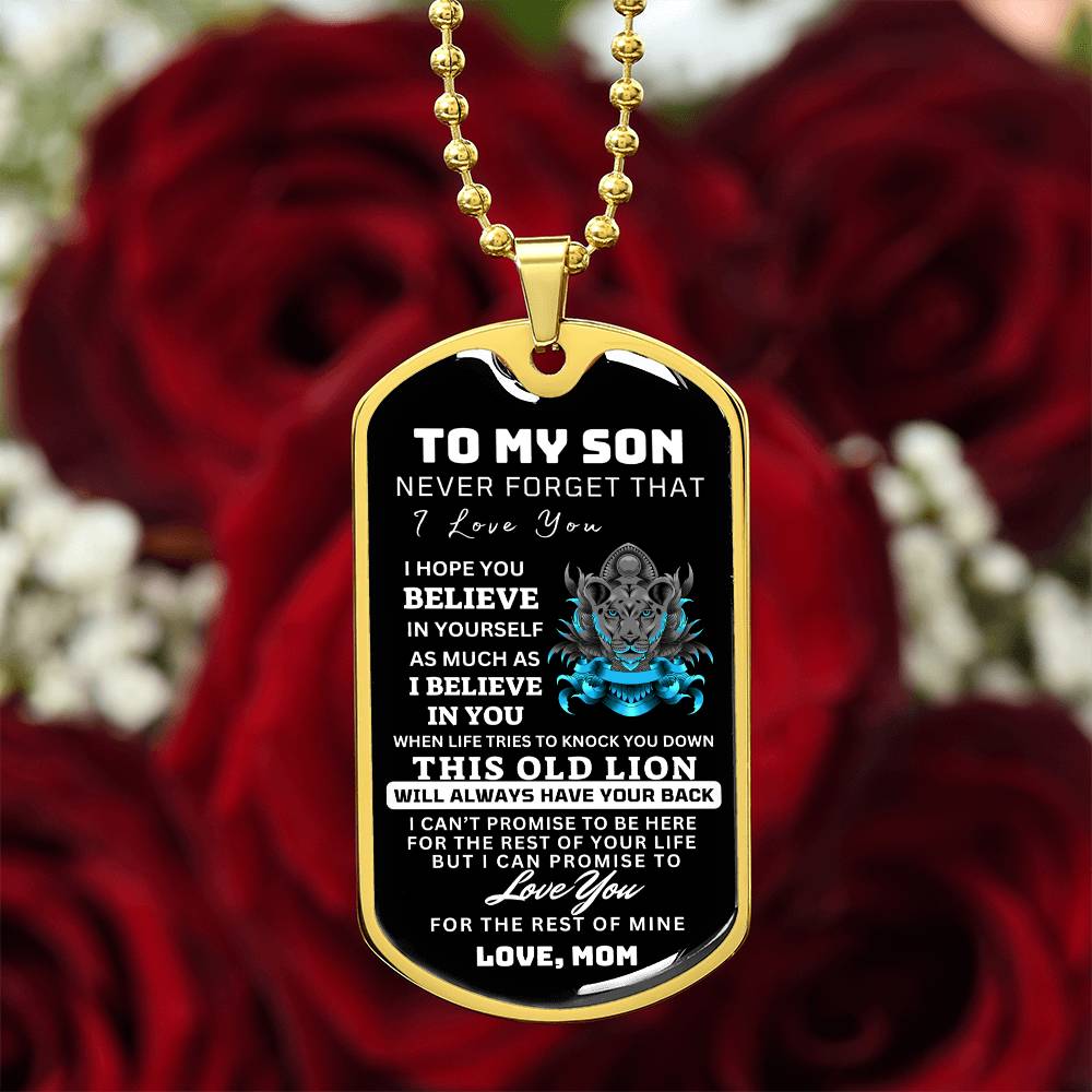 To My Son This Old Lion Dog Tag Gift From Mom