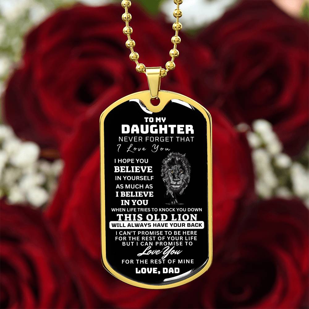 To My Daughter This Old Lion Dog Tag Gift From Dad