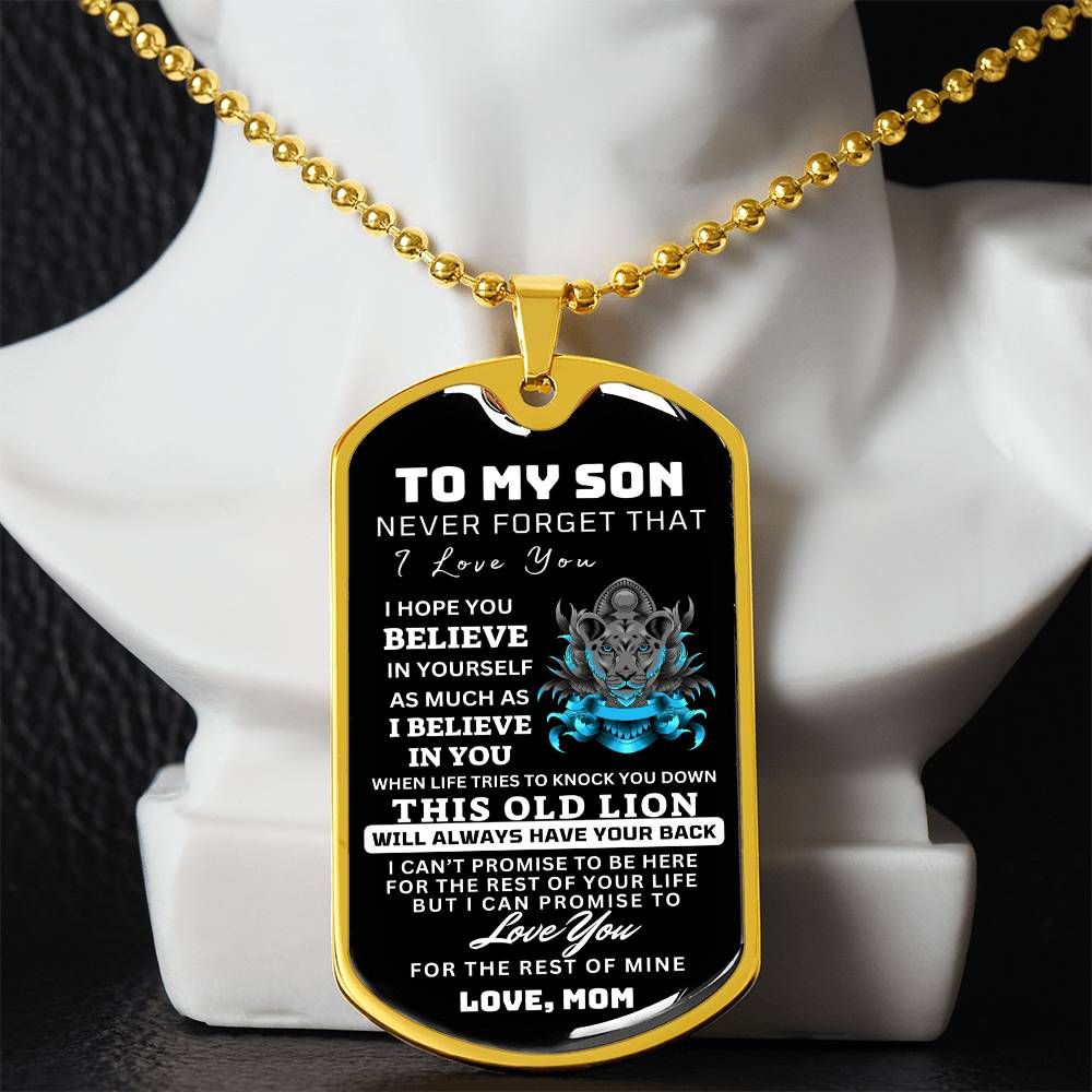 To My Son This Old Lion Dog Tag Gift From Mom