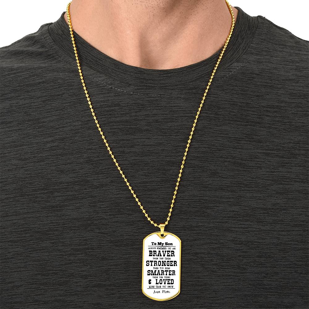 To My Son Always Remember Personalized White Background Dog Tag