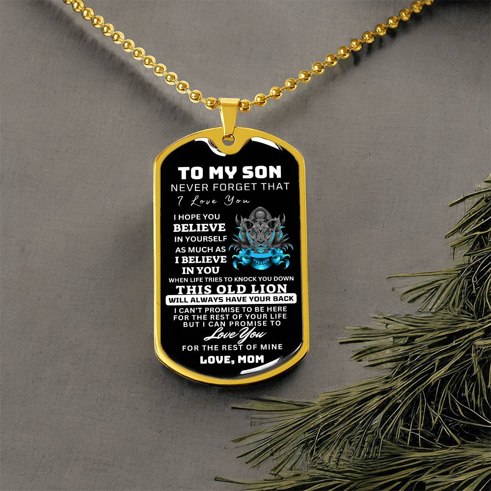 To My Son This Old Lion Dog Tag Gift From Mom