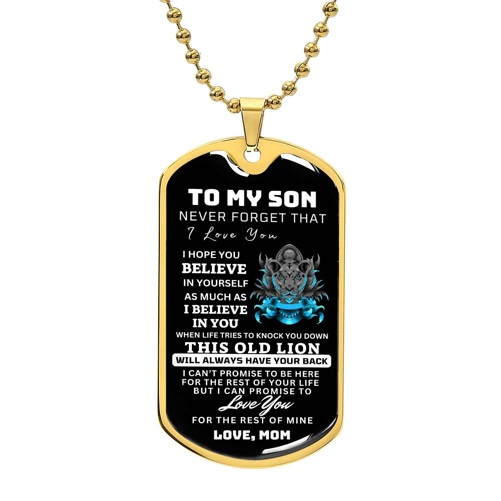 To My Son This Old Lion Dog Tag Gift From Mom