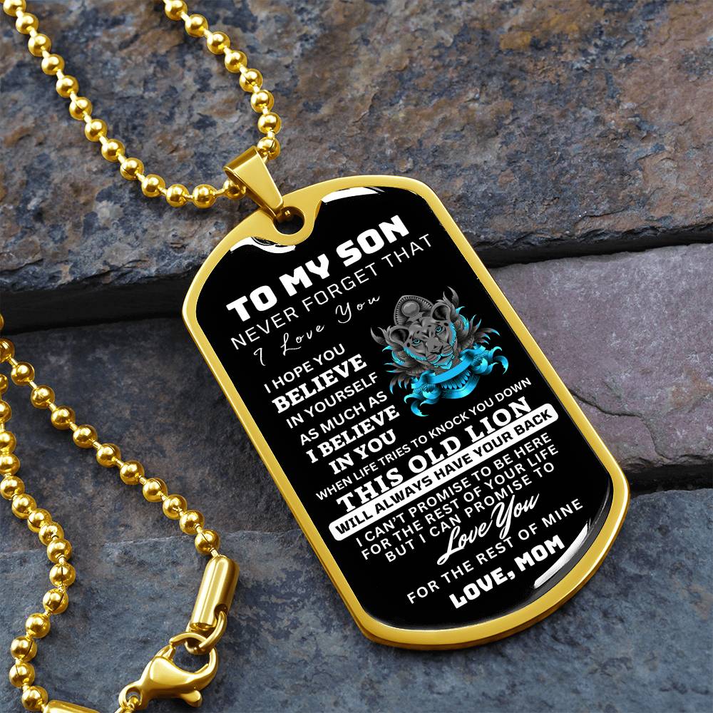 To My Son This Old Lion Dog Tag Gift From Mom