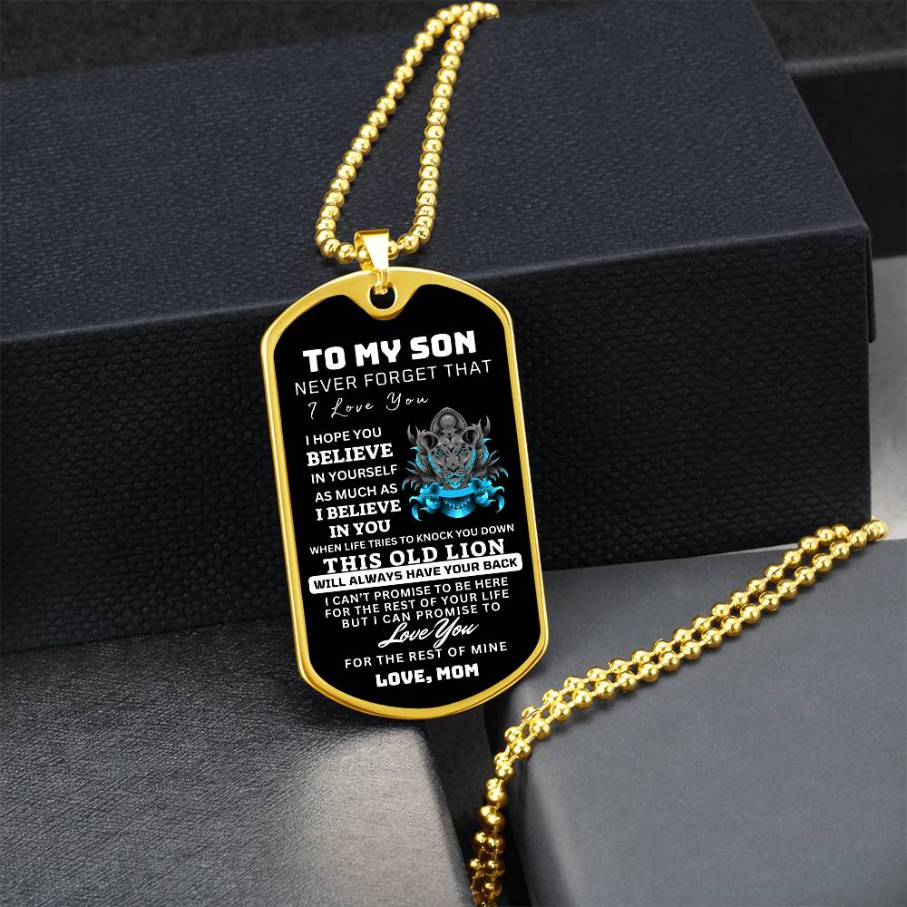 To My Son This Old Lion Dog Tag Gift From Mom