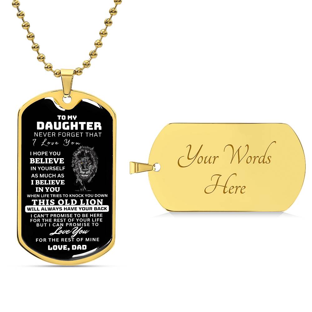 To My Daughter This Old Lion Dog Tag Gift From Dad