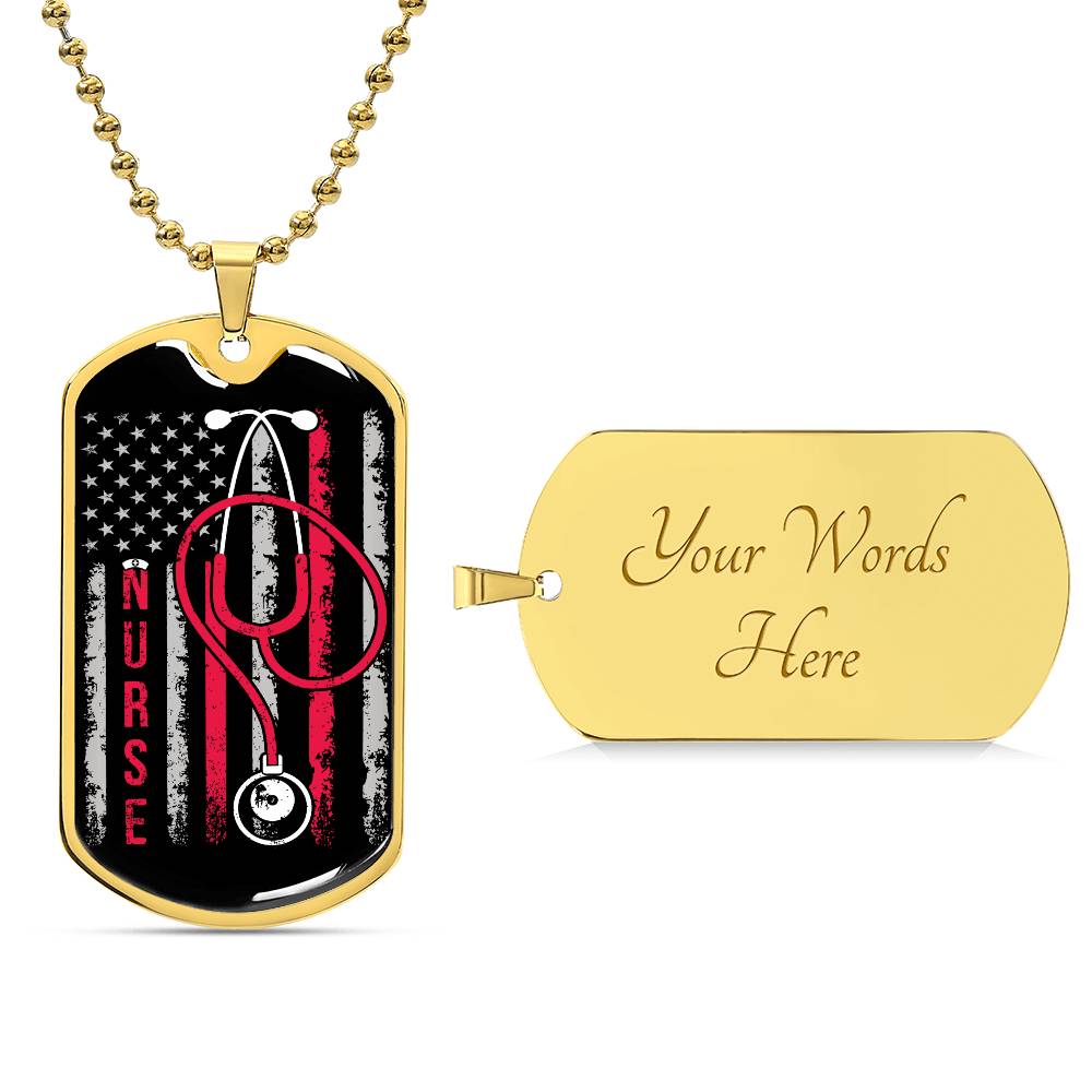 American Nurse American Flag Dog Tag