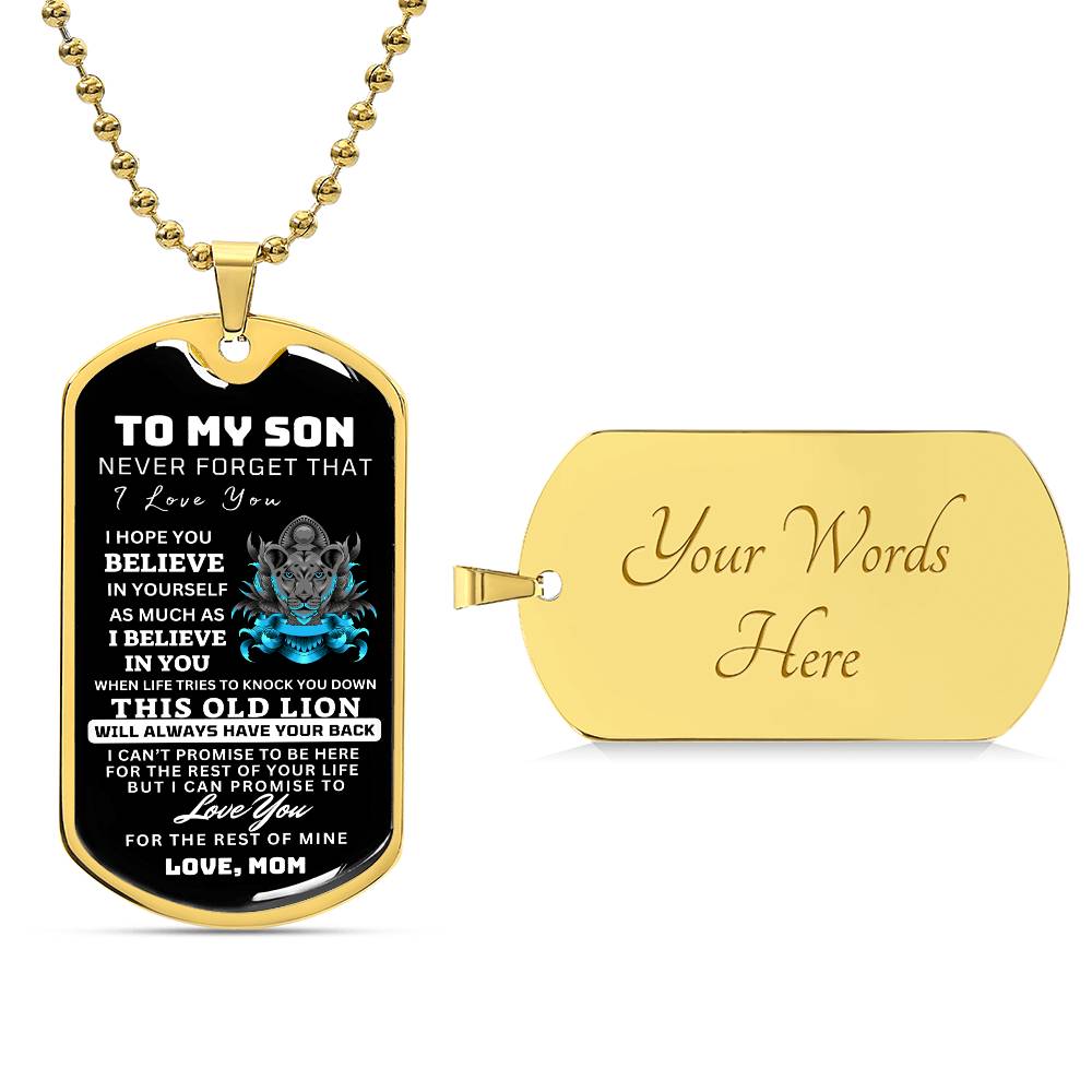 To My Son This Old Lion Dog Tag Gift From Mom