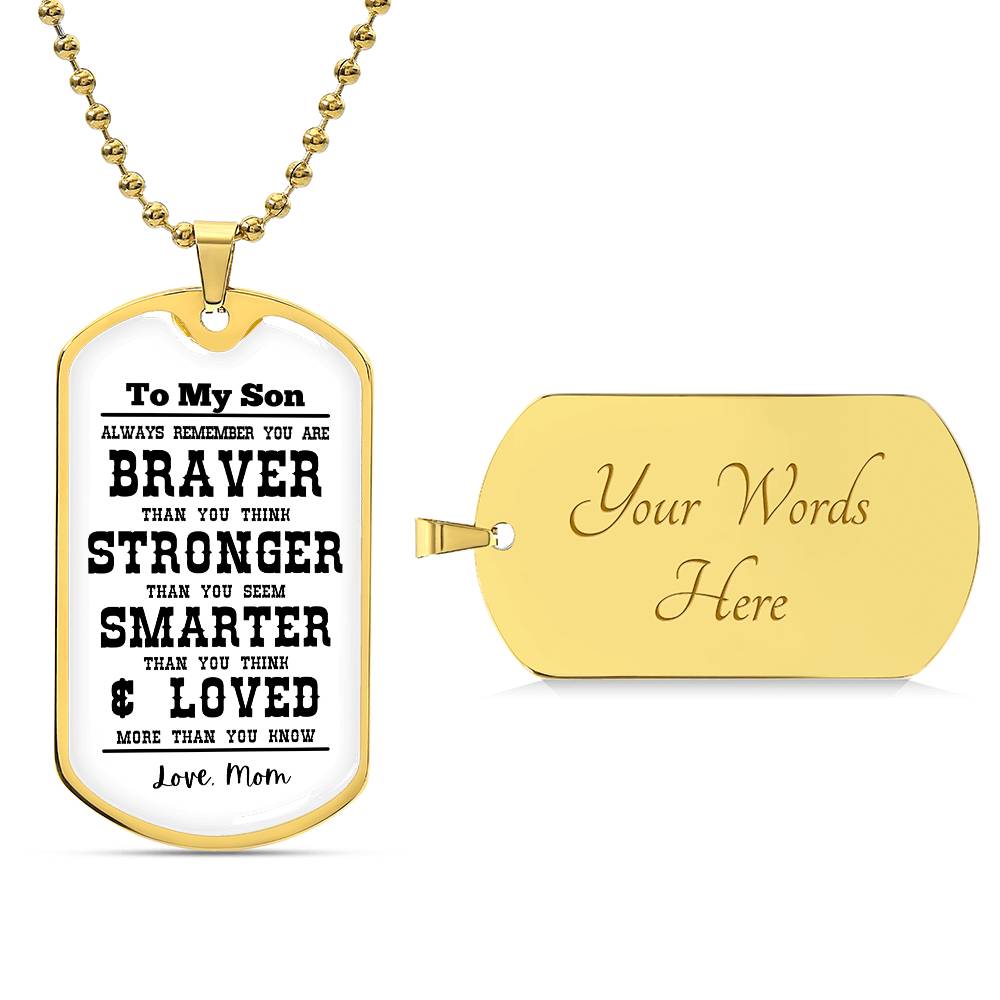 To My Son Always Remember Personalized White Background Dog Tag