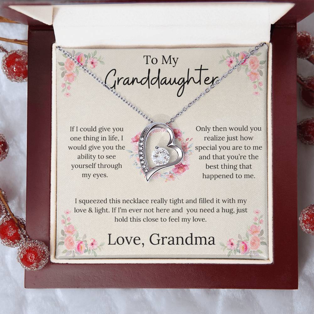 To My Granddaughter - Forever Love Necklace Floral Design From Grandma