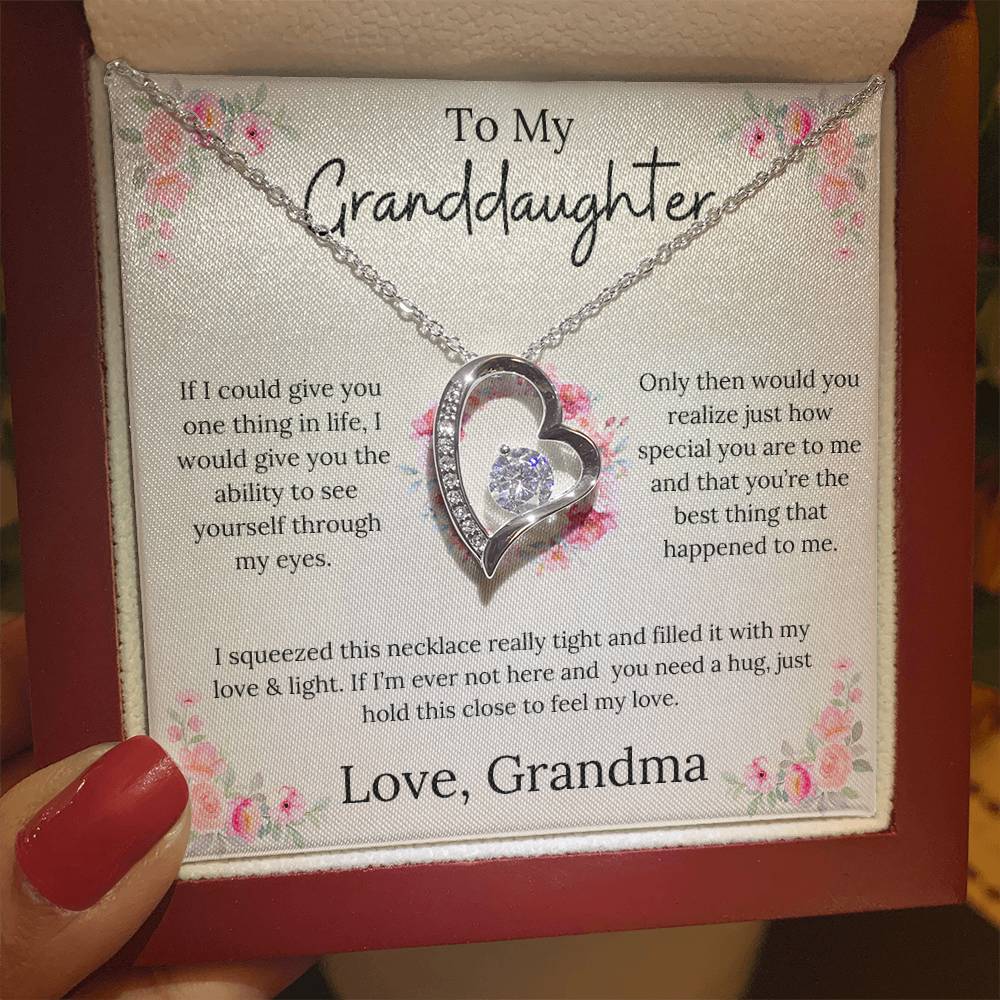 To My Granddaughter - Forever Love Necklace Floral Design From Grandma