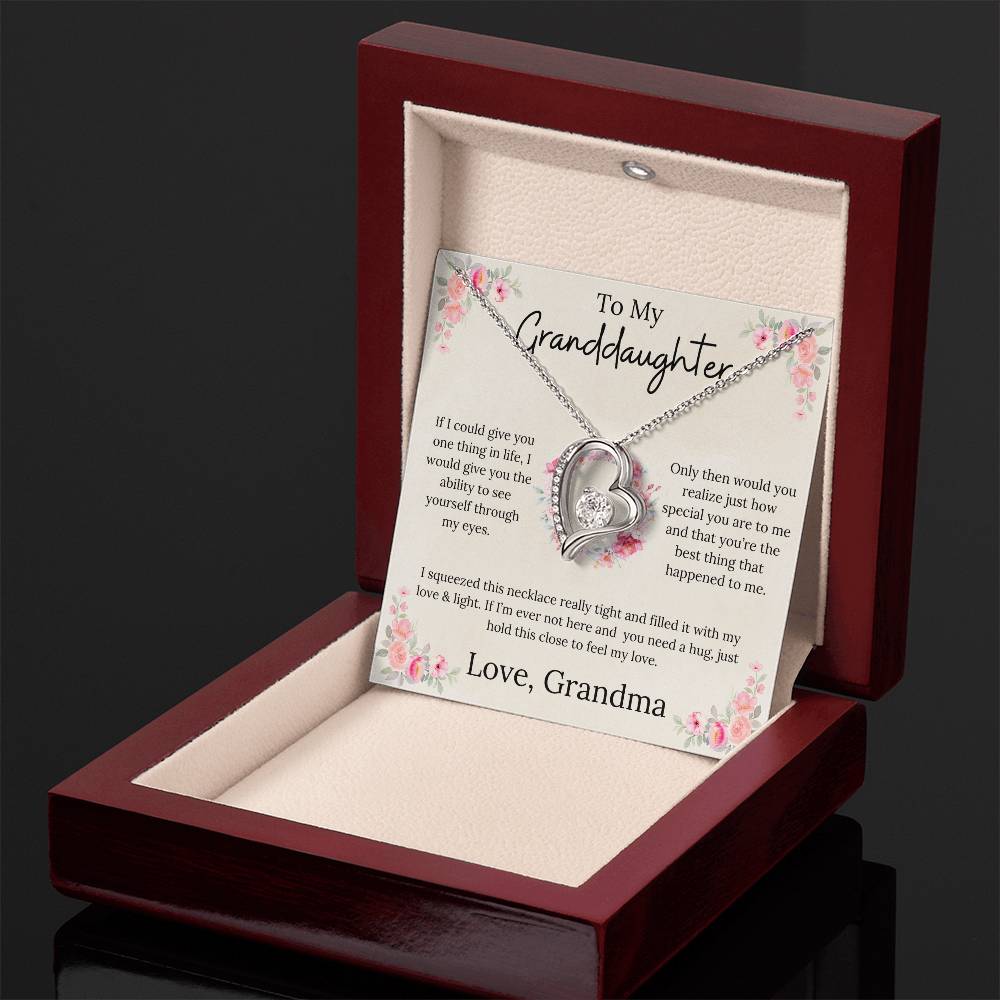 To My Granddaughter - Forever Love Necklace Floral Design From Grandma