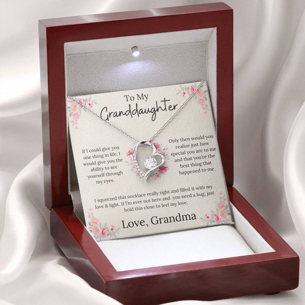 To My Granddaughter - Forever Love Necklace Floral Design From Grandma