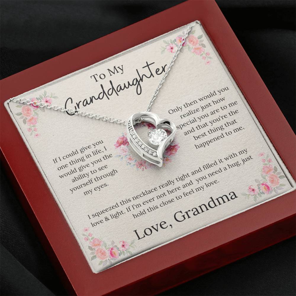 To My Granddaughter - Forever Love Necklace Floral Design From Grandma