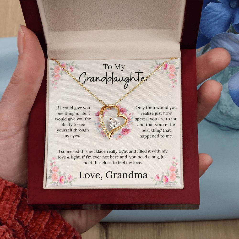 To My Granddaughter - Forever Love Necklace Floral Design From Grandma