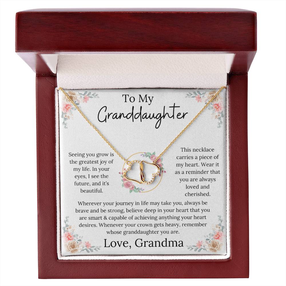 To My Granddaughter - Cherished Heart Everlasting Love Necklace From Grandma