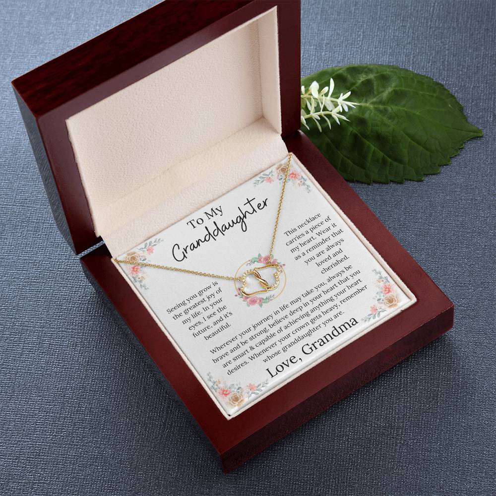 To My Granddaughter - Cherished Heart Everlasting Love Necklace From Grandma