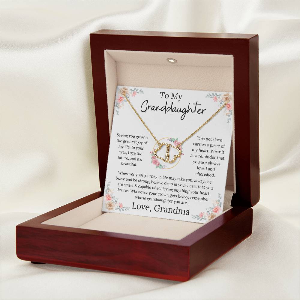 To My Granddaughter - Cherished Heart Everlasting Love Necklace From Grandma