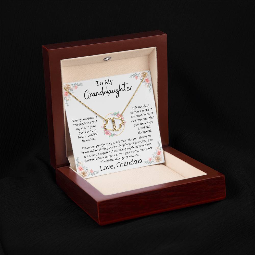 To My Granddaughter - Cherished Heart Everlasting Love Necklace From Grandma