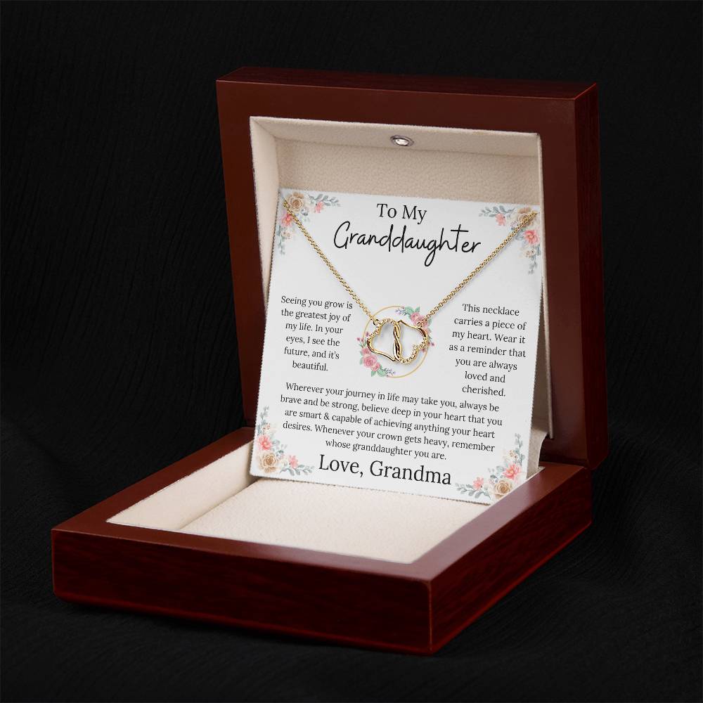 To My Granddaughter - Cherished Heart Everlasting Love Necklace From Grandma