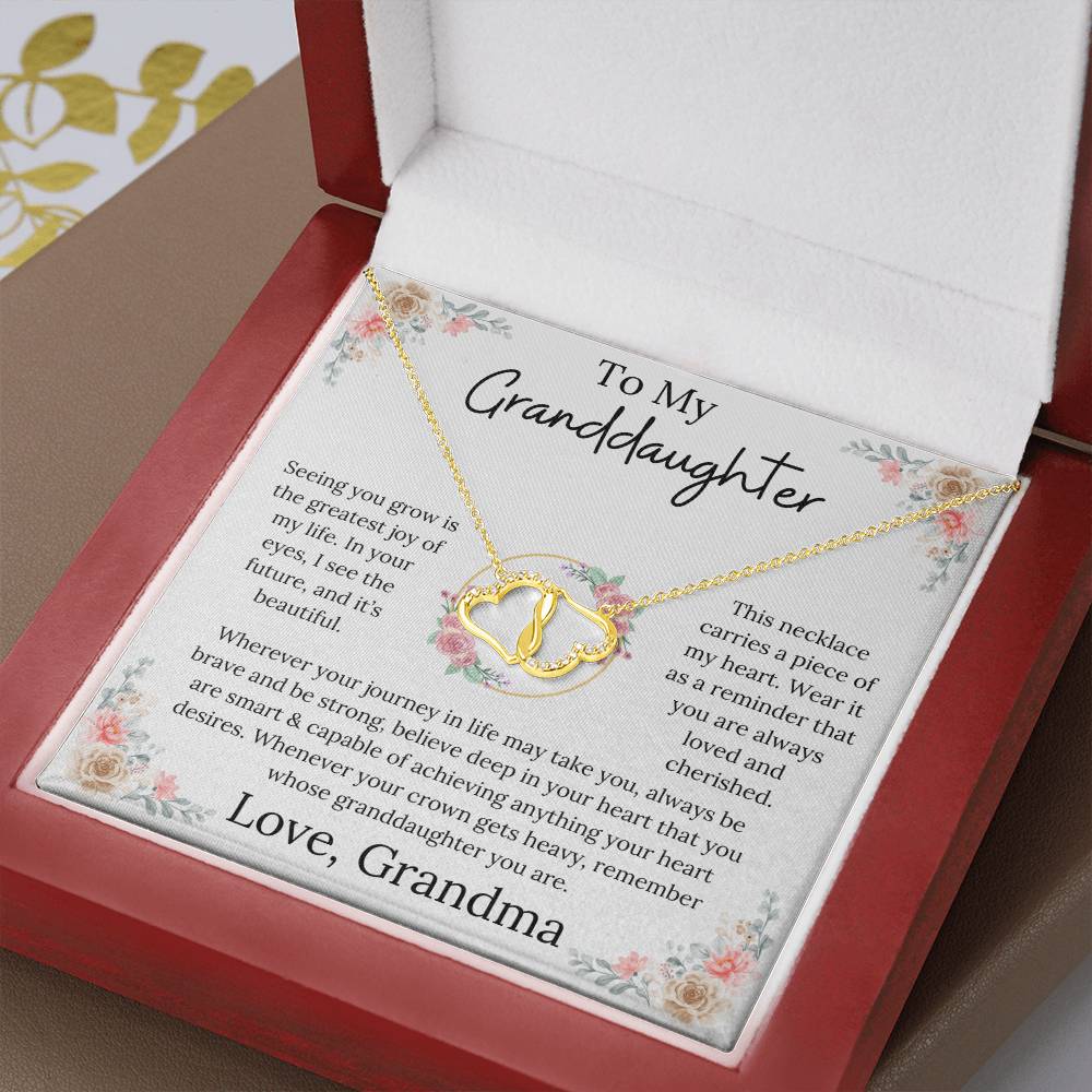 To My Granddaughter - Cherished Heart Everlasting Love Necklace From Grandma