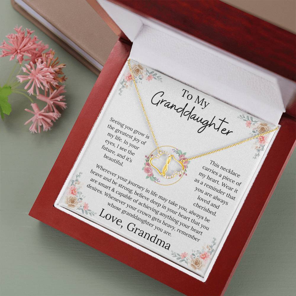 To My Granddaughter - Cherished Heart Everlasting Love Necklace From Grandma