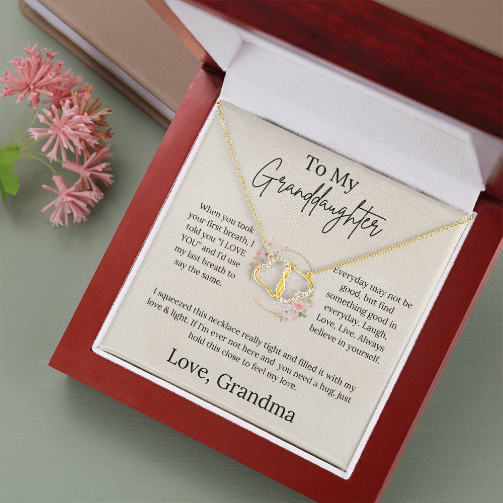 To My Granddaughter - Laugh, Love, Live - Everlasting Love Necklace From Grandma