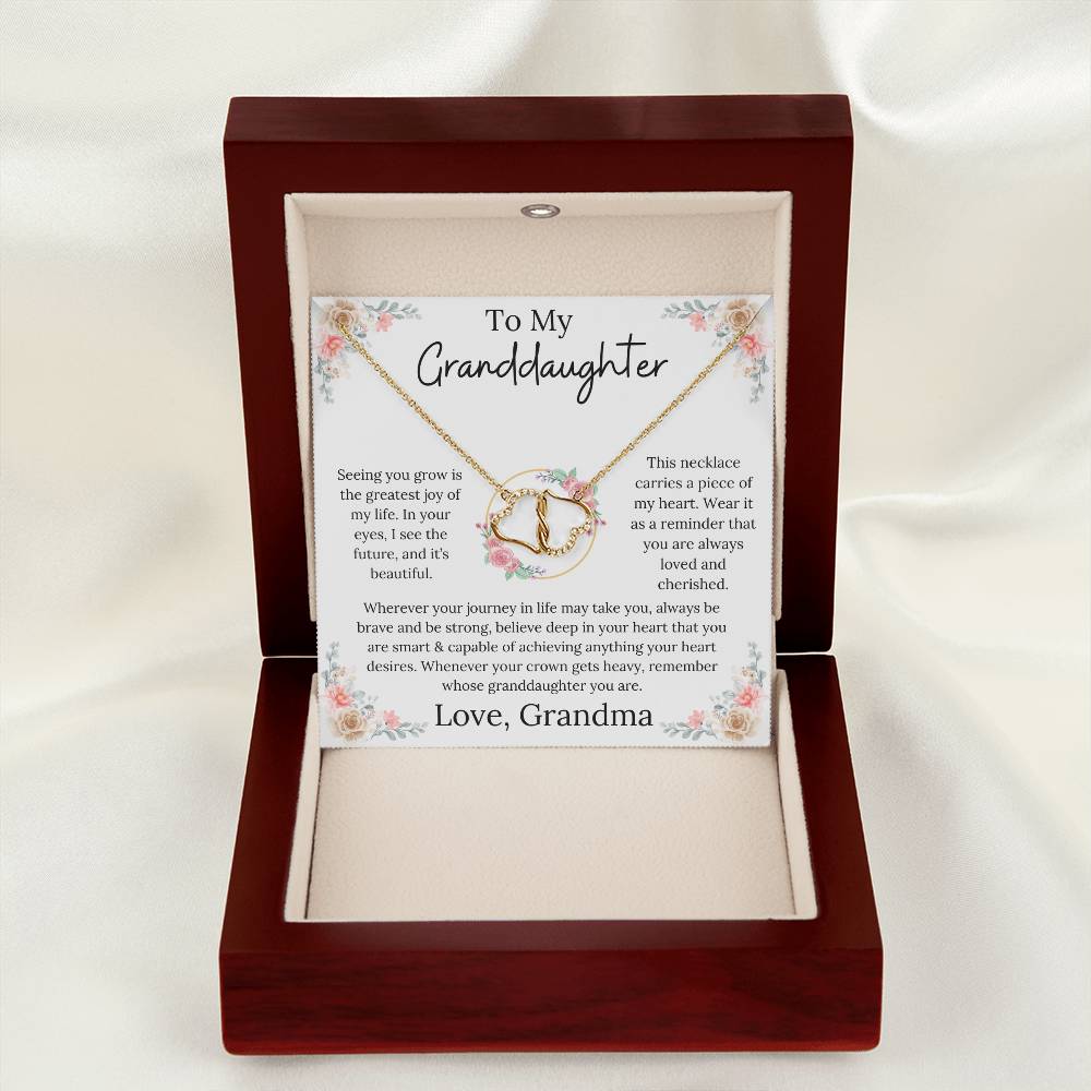 To My Granddaughter - Cherished Heart Everlasting Love Necklace From Grandma