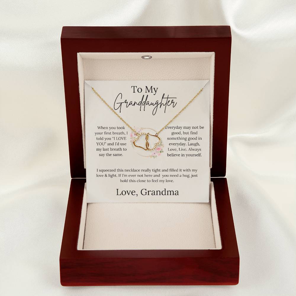 To My Granddaughter - Laugh, Love, Live - Everlasting Love Necklace From Grandma