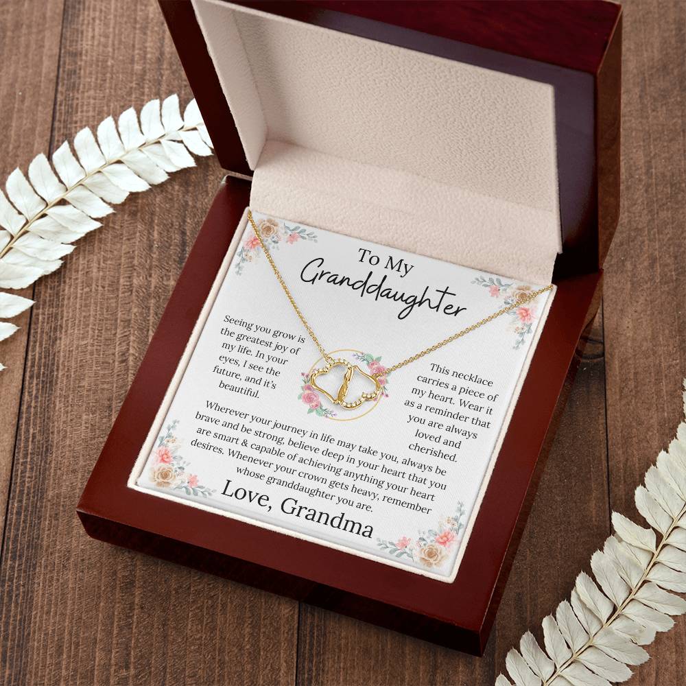 To My Granddaughter - Cherished Heart Everlasting Love Necklace From Grandma